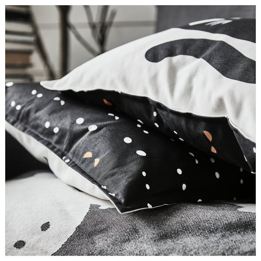 Ikea Cushion Cover Cats 20x20" Black White NEW 2025 Cotton Cat Fast Ship Pounce! - Picture 3 of 9